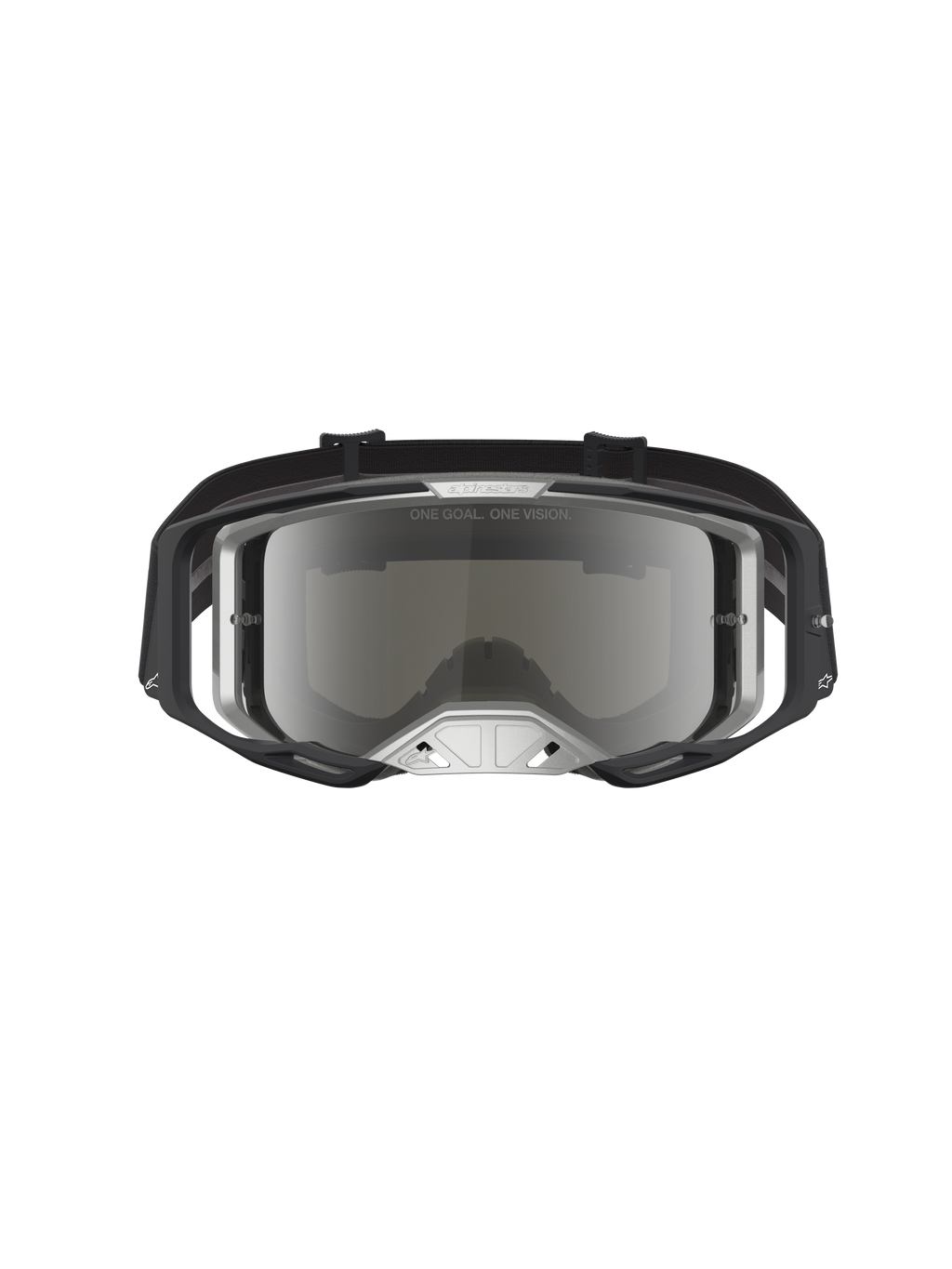 Alpinestars Vision 8 Amber Spejl Goggles, herre-motocross-goggles, sort og sølv, spejllinse og fleksibel A-FLEX ramme.