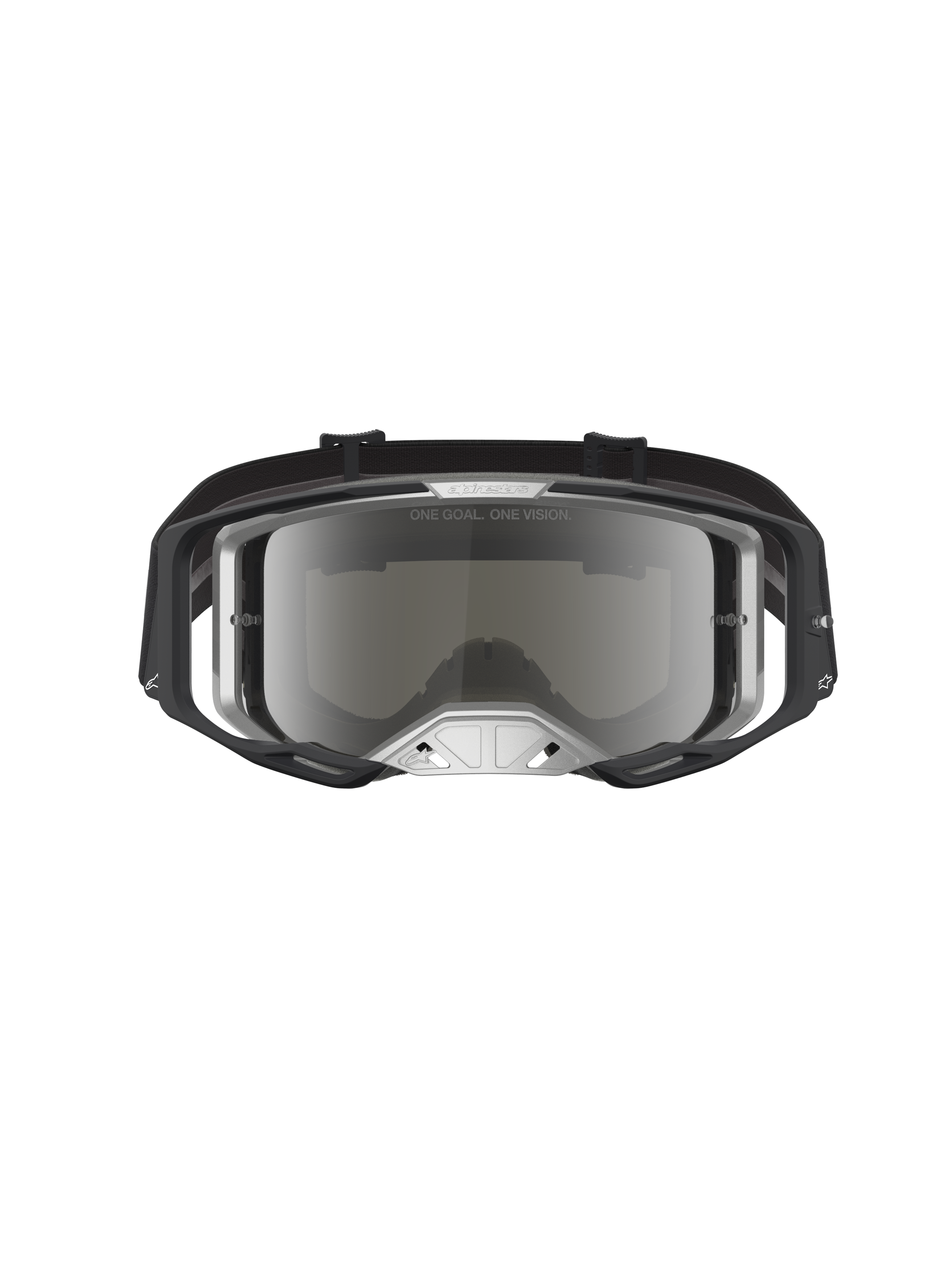 Alpinestars Vision 8 Amber Spejl Goggles, herre-motocross-goggles, sort og sølv, spejllinse og fleksibel A-FLEX ramme.