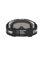 Alpinestars Vision 8 Amber Spejl Goggles, sort og sølv motocrossgoggles med bred rem med logoprint og spejllinse.