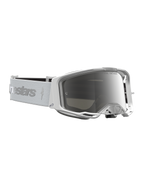 Alpinestars Vision 8 Amber Goggles, hvide og sølv motocross goggles med spejllinse, A-FLEX ramme og bredt synsfelt.