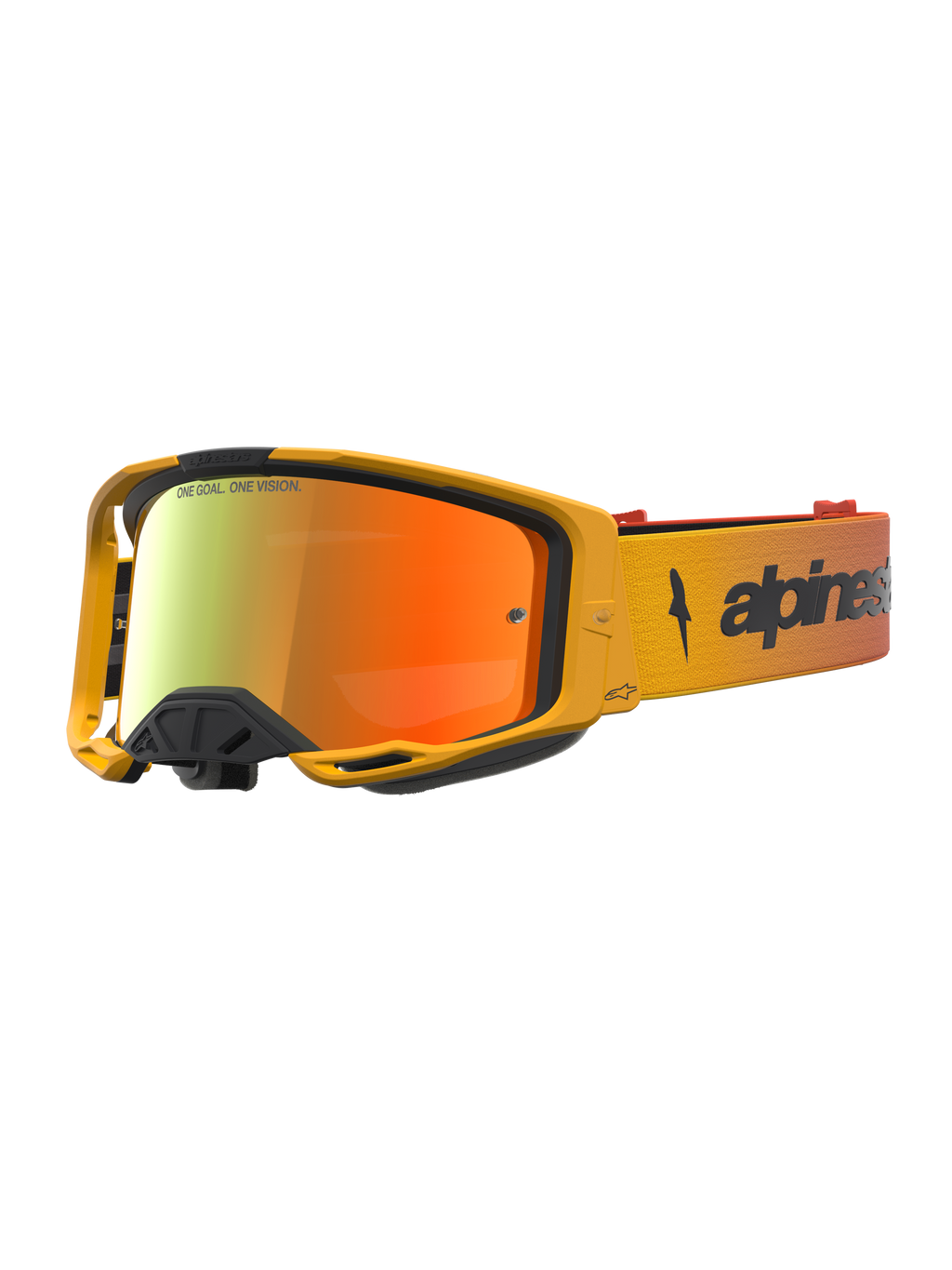 Alpinestars Vision 8 Amber Mirror Goggles til motocross, rød og sort med A-FLEX-ramme og anti-dug spejllinse.