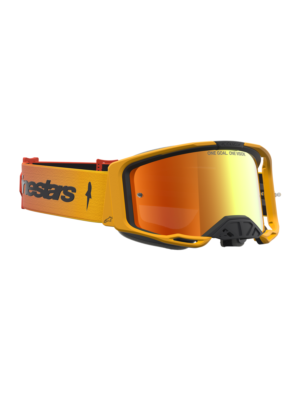 Alpinestars Vision 8 Amber Mirror goggles, motocross-goggles, ravfarvet og rød, fleksibel ramme med anti-dug spejllinse