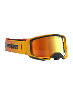 Alpinestars Vision 8 Amber Mirror goggles, motocross-goggles, ravfarvet og rød, fleksibel ramme med anti-dug spejllinse
