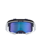 Alpinestars Vision 8 Amber Mirror goggles, motocross-goggles i mørkeblå og hvid med blå spejllinse og RAM-AIR ventilation.