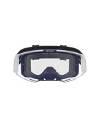 Alpinestars Vision 8 Amber Goggles, Unisex Motocross eyewear in white and navy blue with clear lens and A-FLEX frame.