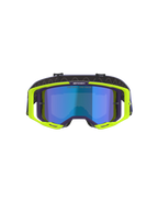Alpinestars Vision 8 Corp Goggles, motocross-briller, lilla og gul fluo, med en blå spejltonet linse, fluorescerende gul A-FLEX-ramme med lilla detaljer og en justerbar lilla rem, højtydende udstyr til terrænkørsel