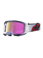 Alpinestars Vision 8 Maven Goggles, motocrossbriller i lilla og sort med pink spejllinse og anti-dug teknologi.