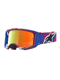Alpinestars Vision 8 Maven Goggles, motocrossgoggles, blå og pink, rød spejllinse, letvægts A-FLEX rammekonstruktion.