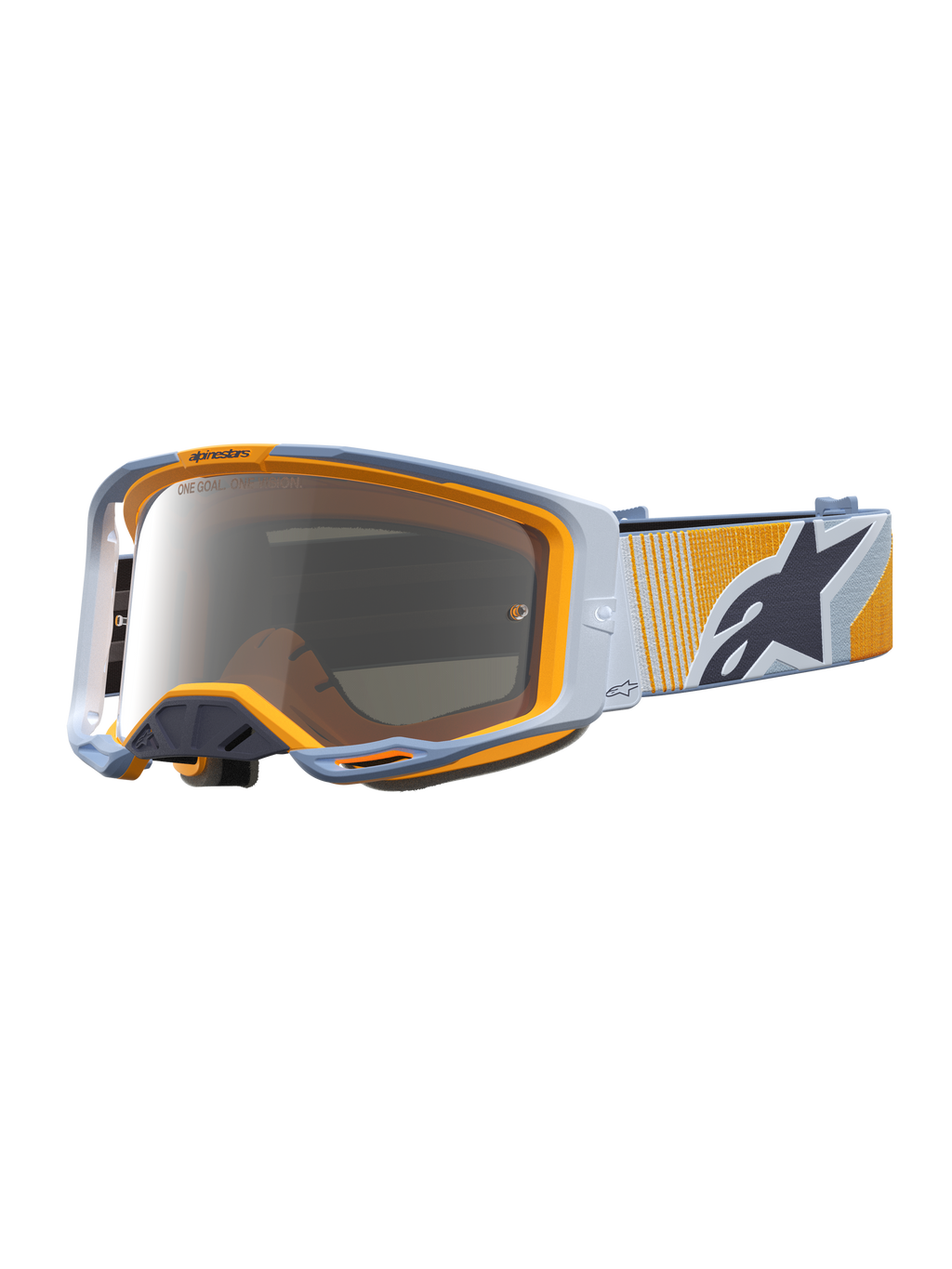 Alpinestars Vision 8 Maven Goggles, motocrossgoggles, blå og orange, spejlsølv anti-dug linse og RAM-AIR ventilation.