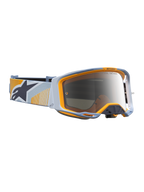 Alpinestars Vision 8 Maven goggles, motocross goggles i blå og orange med sølv spejllinse, fleksibel A-FLEX ramme og RAM-AIR ventilation til off-road kørsel.