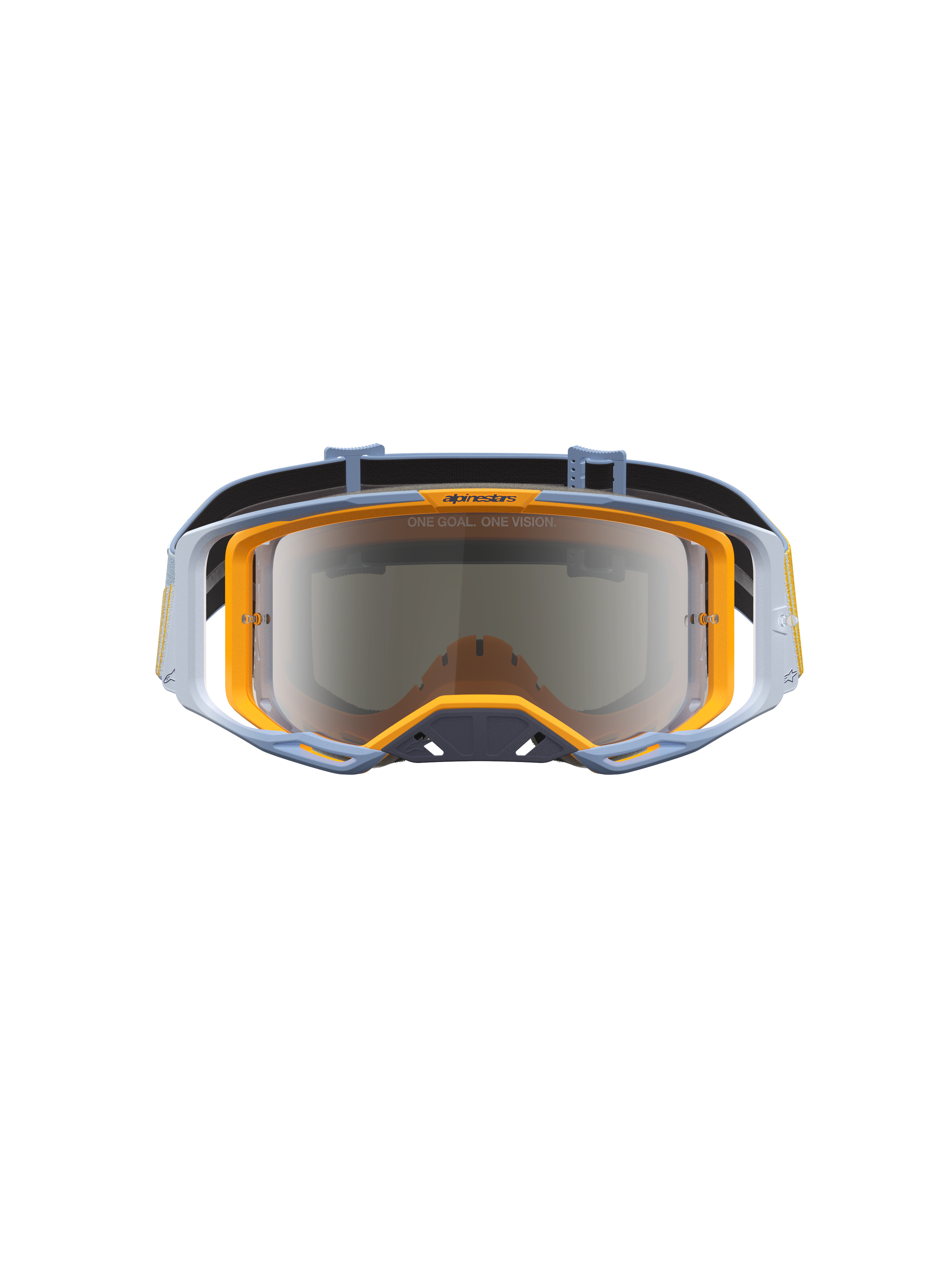 Alpinestars Vision 8 Maven goggles, motocrossgoggles i blå og orange med sølv spejllinse til off-road racing.