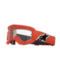 Alpinestars Vision 5 Corp beskyttelsesbriller, motocross-briller, klar orange, klar linse, orange rem med sort og hvidt Alpinestars-logo, tykt sort ansigtsskum, RAM-AIR ventilationsåbninger, aerodynamisk design til off-road kørsel