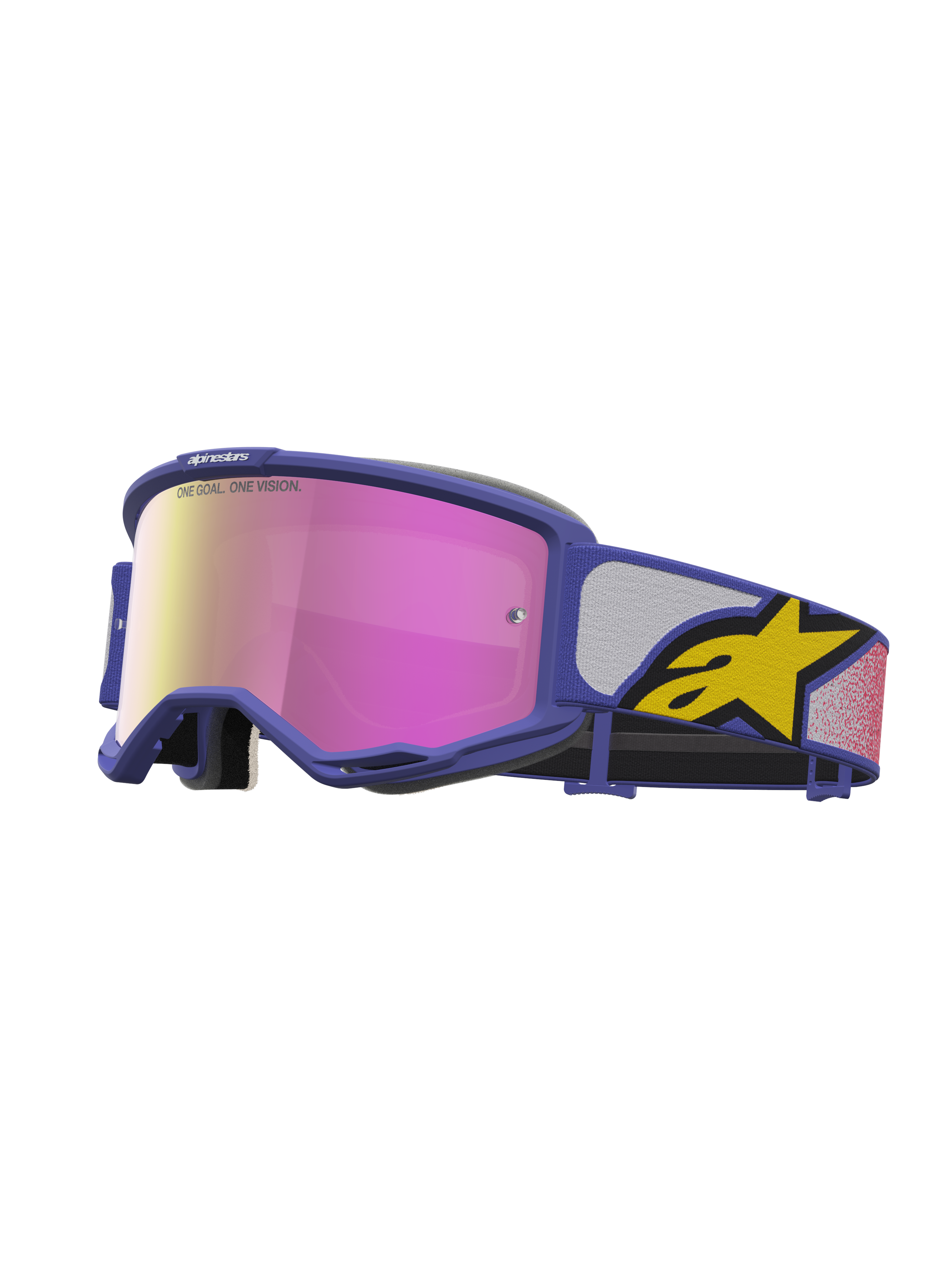 Alpinestars Vision 5 Drag Goggles, motocross-briller i lilla og pink med A-FLEX ramme og RAM-AIR ventilation.