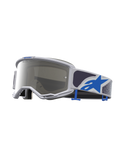 Alpinestars Vision 5 Drag goggles, motocrossgoggles i lys lilla og blå med sølv spejllinse og fleksibel A-FLEX ramme.