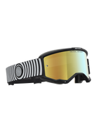 Alpinestars Vision 5 Hone goggles, motocrossbriller, sort og hvid med guld spejllinse og fleksibel A-FLEX ramme