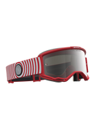 Alpinestars Vision 5 Hone Motocross Goggles, red and white with a mirror silver lens and flexible A-FLEX frame.