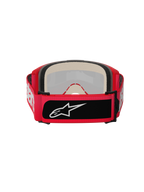 Alpinestars Vision 5 Blaze Goggles, motocross-briller, rød, set bagfra med tykt flerlags ansigtsskum og en bred justerbar rem med hvide Alpinestars-bogstaver og et sort logo-mærke