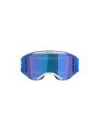 Alpinestars Vision 5 Blaze Goggles, Motocross Goggles, Blue Mirror Blue, front view featuring blue and white A-FLEX frame with blue mirror lens and blue woven strap, professional off-road eye protection