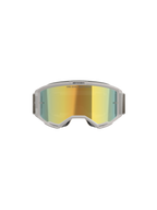 Alpinestars Vision 5 Hollow goggles, motocross-briller, hvid og Wind Mirror Gold, set forfra med spejlet polycarbonat-linse, lysegrå fleksibel ramme og rem, førsteklasses øjenbeskyttelse til motocross og terrænkørsel