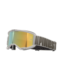 Alpinestars Vision 5 Hollow Goggles, motocross-briller, hvid ramme med Wind Mirror Gold-linse, grå vævet rem med markant Alpinestars-branding, højtydende briller til off-road kørsel