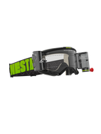 Alpinestars Vision 5 Hollow Goggles Roll Off, motocross-briller, koksgrå og neongul, klar linse med integrerede roll-off-beholdere, bred vævet rem med markant neongrøn branding, A-FLEX-ramme og flerlags ansigtsskum til off-road-performance