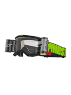 Alpinestars Vision 5 Hollow Goggles Roll Off, motocross-briller, koksgrå og neongul, klar antidug-linse med integreret WIDE-VISION roll-off-system, iøjnefaldende neongul rem med sort branding, holdbart beskyttelsesudstyr til terrænkørsel