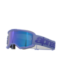 Alpinestars Vision 5 Wordmark Goggles, motocross-briller, Purple Mirror Blue, med lilla ramme og blåt spejlglas, bred lilla vævet rem med mørkeblåt wordmark, professionel øjenbeskyttelse til off-road