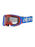 Alpinestars Vision 8 Wordmark Goggles Dual Pane, motocross-briller, blå og orange, klar dobbeltlinse, blå rem med hvid tekst, sort skumpolstring, off-road racerudstyr