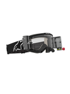 Alpinestars Vision 5 Corp Goggles Roll Off, motocross-briller, sort med klar linse, med Wide Vision Roll-Off-system, beholdere og film, sort vævet rem med hvidt Alpinestars-logo, højtydende øjenbeskyttelse til off-road kørsel