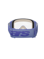 Alpinestars Vision 5 Wordmark Goggles, lilla og klare, set bagfra viser tre-lags ansigtsskum, bred lilla vævet rem med markant wordmark-branding, klar linse, designet til motocross og terrænkørsel