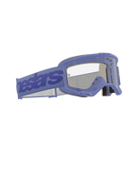 Alpinestars Vision 5 Wordmark Goggles, motocross-briller, lilla og klar, med en bred lilla rem med Alpinestars-branding, fleksibel urethan-ramme, klar anti-dug-linse og flerlags ansigtsskum