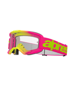 Alpinestars Vision 5 Wordmark briller, motocross-briller, pink og fluoriserende gul, klar linse, iøjnefaldende limegrønt tekstlogo på pink rem, flerlags ansigtsskum, ventileret design til off-road kørsel
