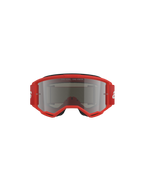 Alpinestars Vision 3 Wordmark Goggles, motocross-briller, rød ramme med Silver Mirror-linse, set forfra med 'ONE GOAL. ONE VISION.' tekst på linsen og en bred rød rem