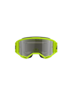 Alpinestars Vision 3 Wordmark Goggles, motocross-briller, gul fluo-ramme med Mirror Silver-linse, matchende gul rem med sort branding, set forfra med fokus på det brede synsfelt