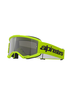 Alpinestars Vision 3 Wordmark Goggles, motocross-briller, gul fluo og sølvspejl, med en stærk gul ramme og rem med et markant sort Alpinestars-logo, højtydende øjenbeskyttelse til terrænkørsel