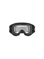 Alpinestars Vision 3 Wordmark Goggles, motocross-briller, sort og klar, set forfra med klar anti-dug linse, A-FLEX-ramme, sort rem med hvidt Alpinestars-logo og 'ONE GOAL. ONE VISION.' slogan-detalje.