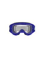 Alpinestars Vision 3 Wordmark Goggles, motocross-briller, blå og klar, set forfra med blå A-FLEX-ramme og klar anti-dug-linse med "ONE GOAL. ONE VISION."-tekst, bred blå rem med hvidt logo
