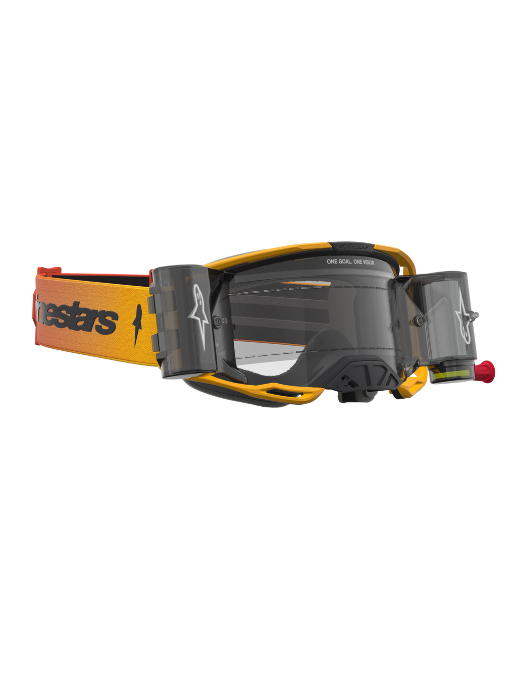 Alpinestars Vision 8 Amber Roll Off goggles, gul og sort motocross-goggles med klar linse og roll-off-system