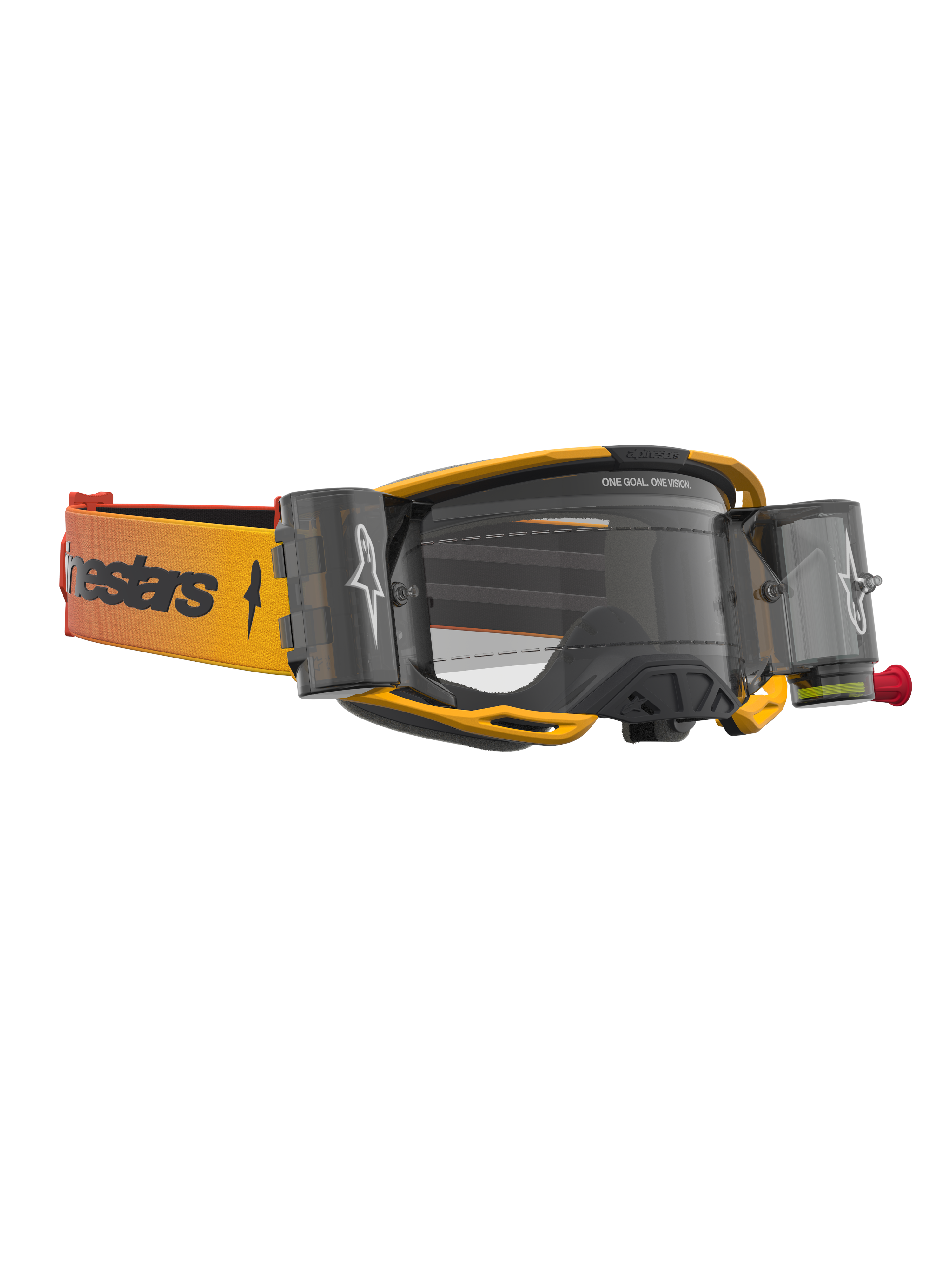 Alpinestars Vision 8 Amber Roll Off goggles, gul og sort motocross-goggles med klar linse og roll-off-system