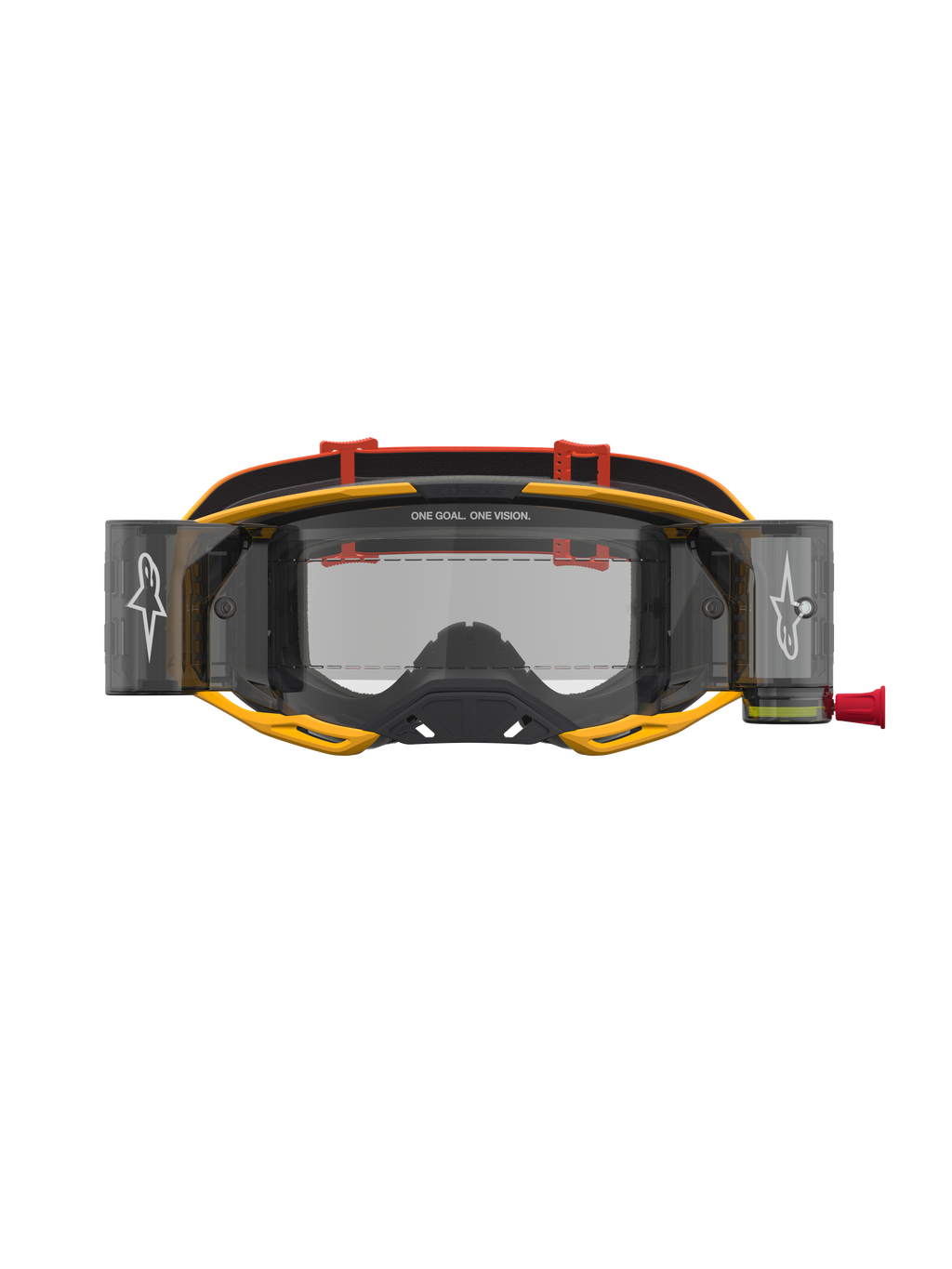 Alpinestars Vision 8 Amber Roll Off Goggles, motocrossgoggles til off-road kørsel, gul og rød, klar linse med integreret roll off-system og beholdere til klart udsyn under mudrede forhold