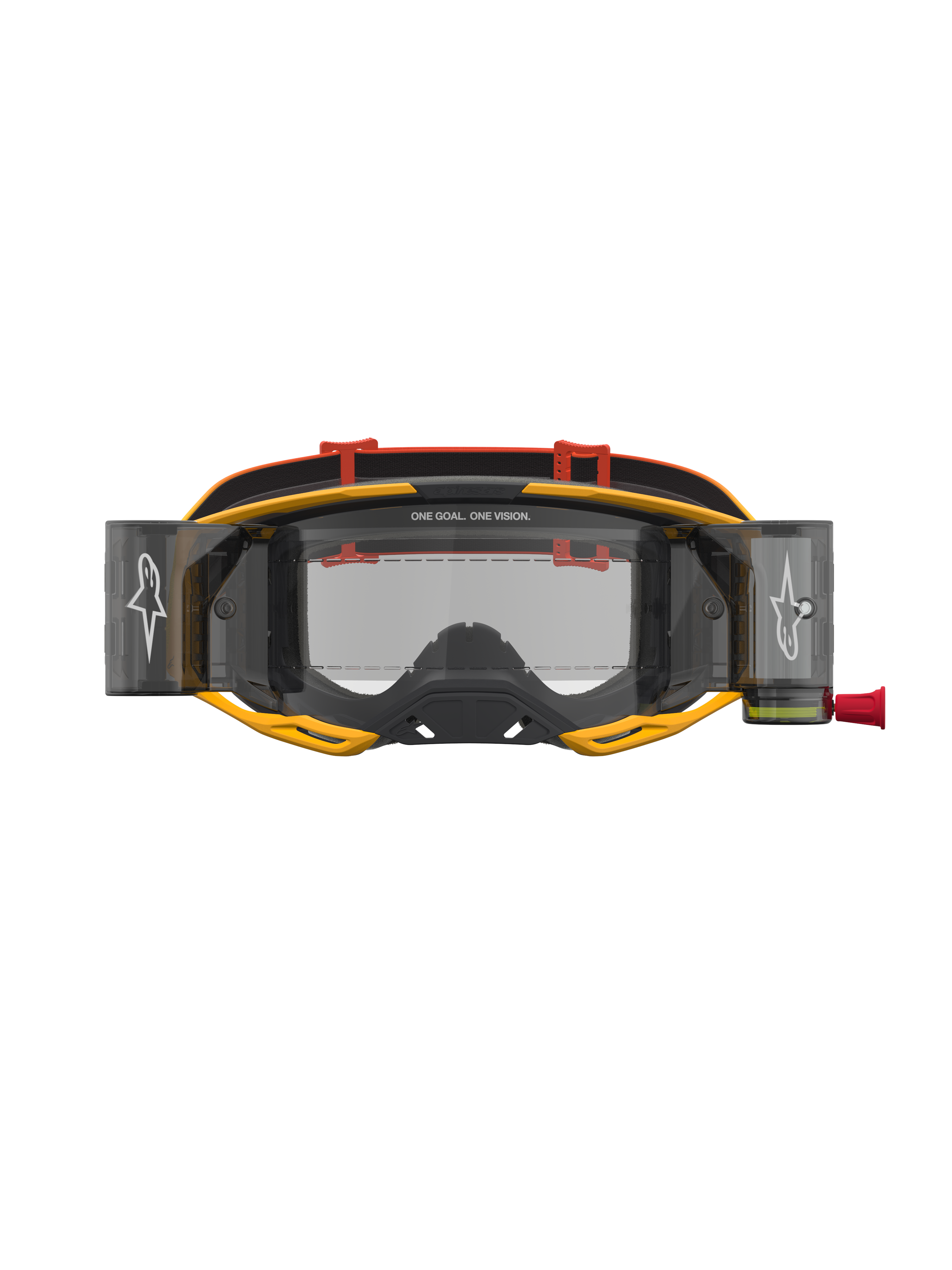 Alpinestars Vision 8 Amber Roll Off Goggles, motocrossgoggles til off-road kørsel, gul og rød, klar linse med integreret roll off-system og beholdere til klart udsyn under mudrede forhold