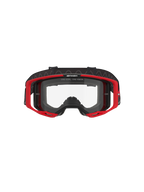 Alpinestars Vision 8 Luar Goggles, motocross-briller, rød, sort og klar, med rød A-FLEX-ramme, klar dugfri polycarbonat-linse, sort justerbar vævet rem med logo, højtydende øjenbeskyttelse til off-road kørsel