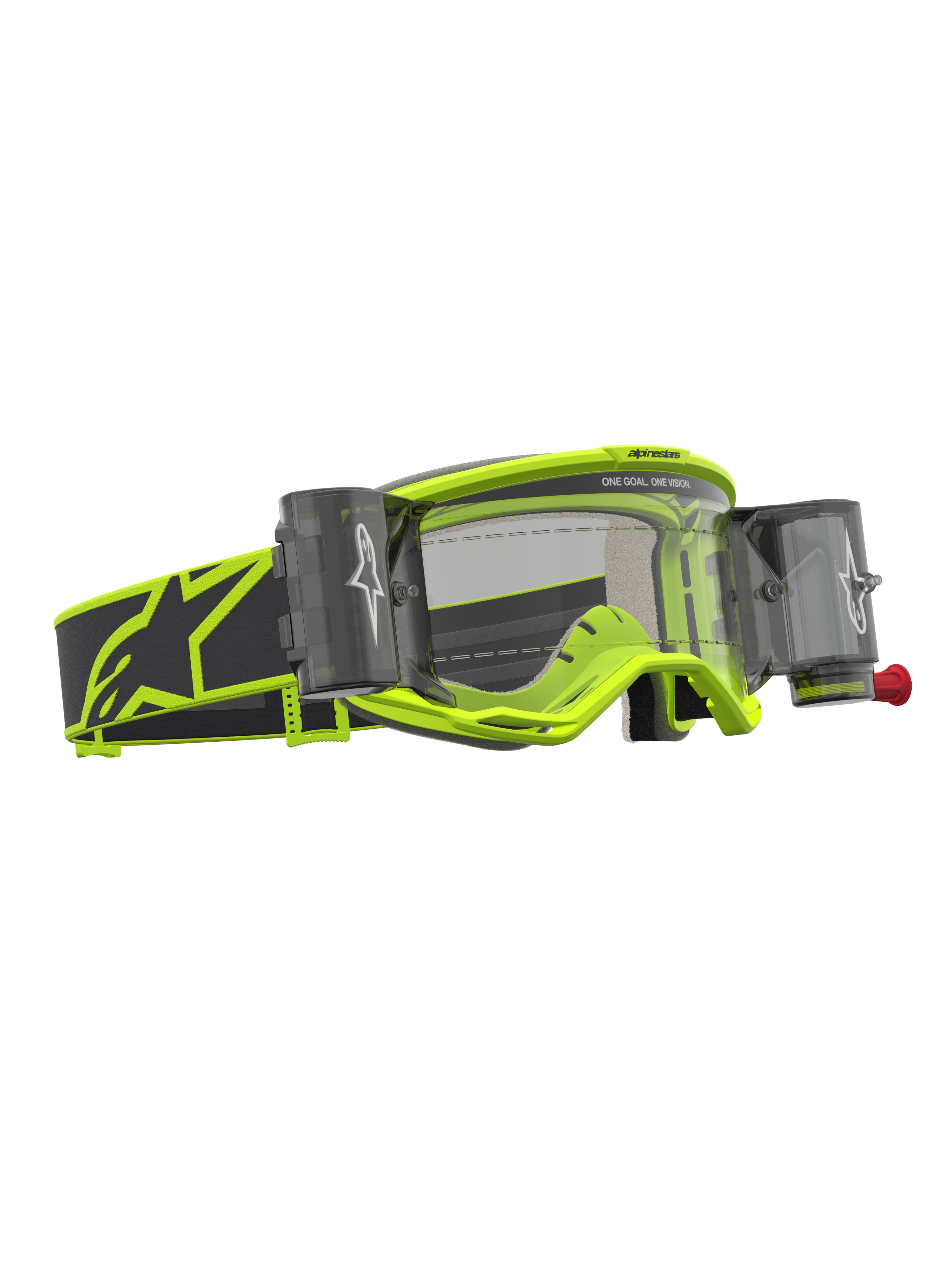 Alpinestars Vision 5 Rora roll off-goggles, motocross-goggles, gul fluo og sort, klar linse og integreret roll off-system.