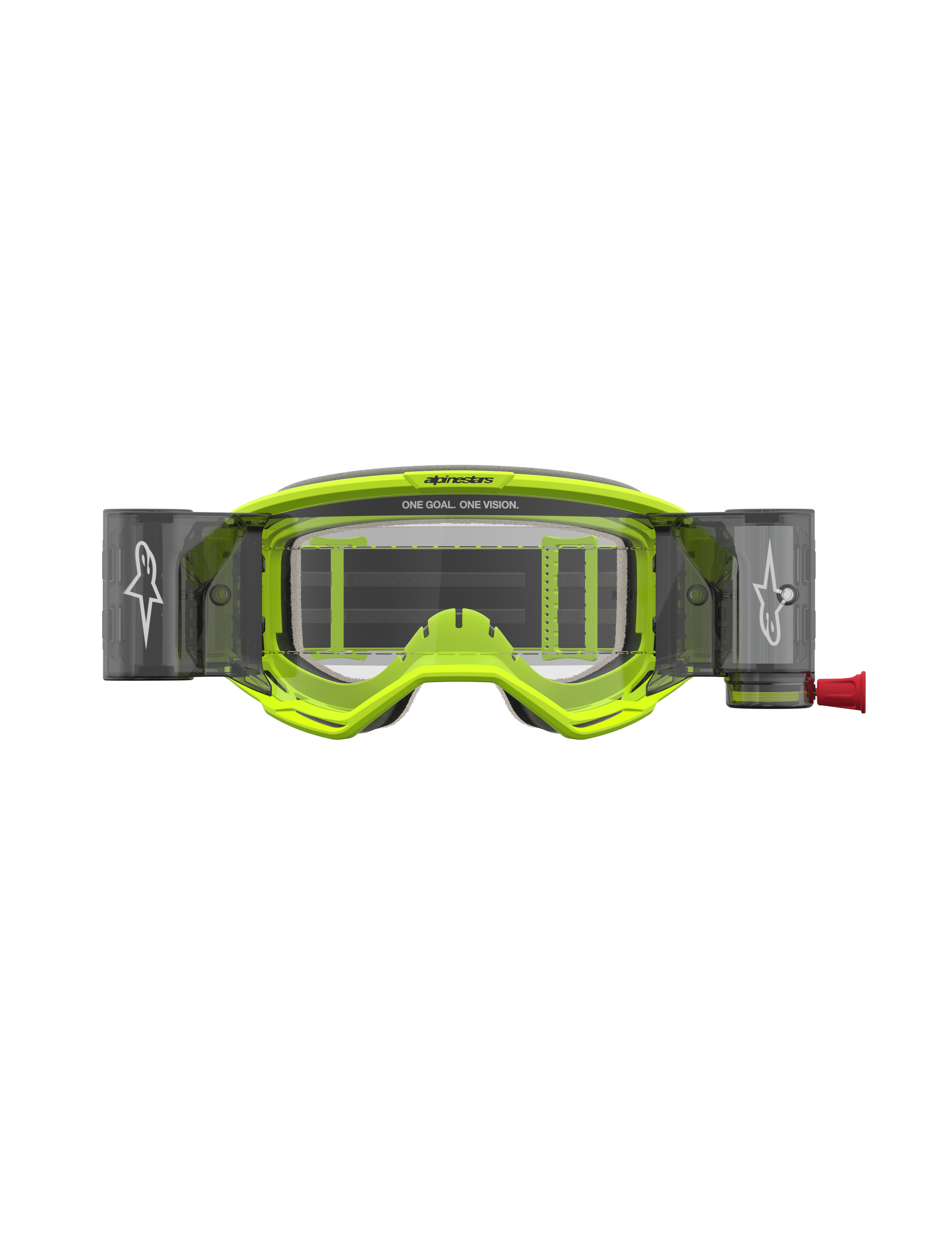 Alpinestars Vision 5 Rora Roll Off goggles, motocrossgoggles til terrænkørsel, gul fluo og sort, klart linsesystem med integreret roll-off-funktion.