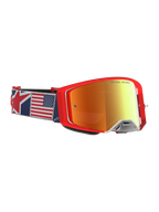 Alpinestars Supertech LE Fiftyfold goggles, røde motocrossgoggles med rød spejllinse og USA-flag på remmen