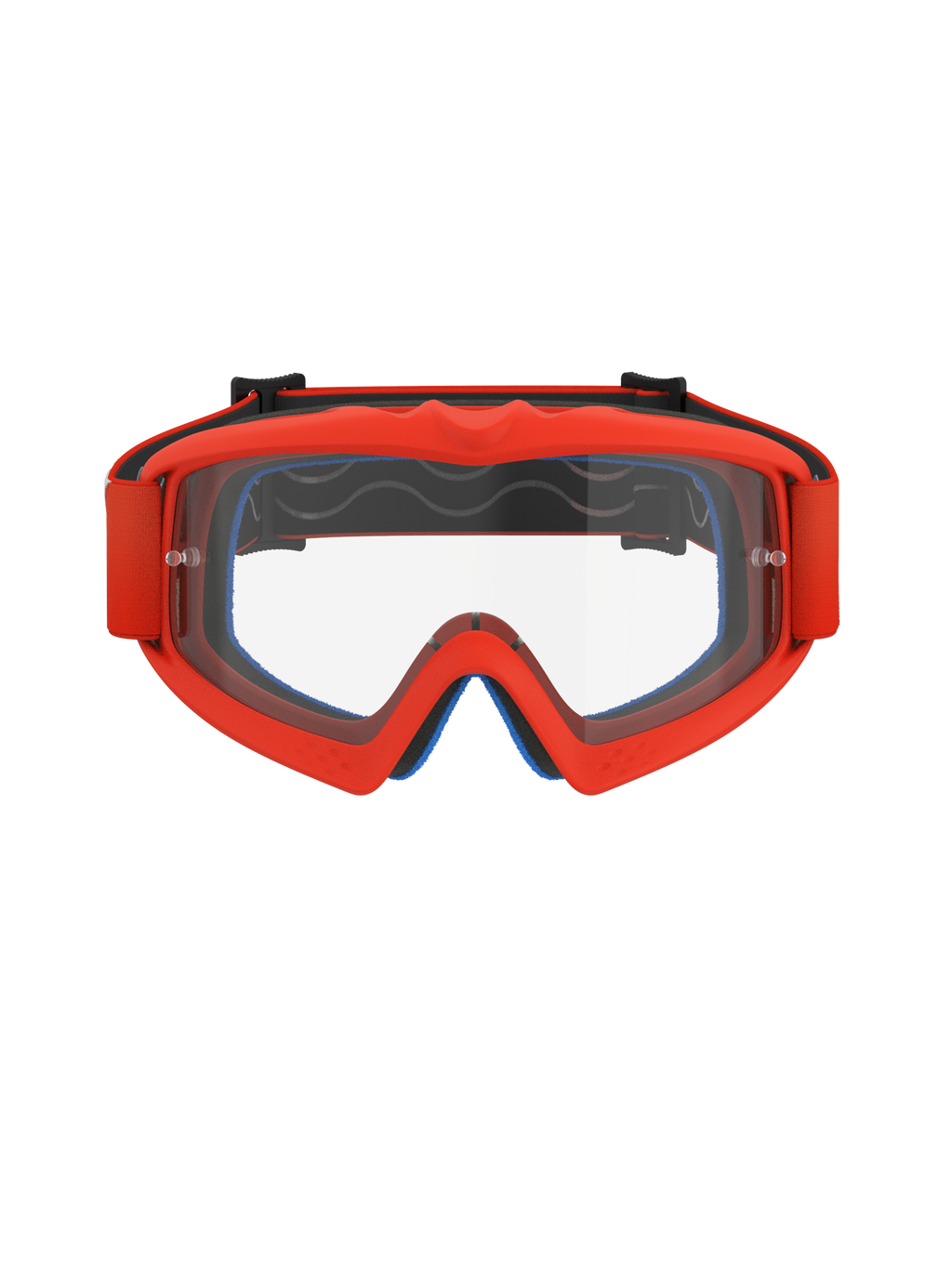 Alpinestars Vision Youth Corp Goggles, motocross-briller, orange med klar linse, klar orange ramme og matchende rem, blåt ansigtsskum synligt indeni, klar anti-dug linse med tear-off-stifter, designet til unge kørere, højtydende racerbriller til terrænkørsel
