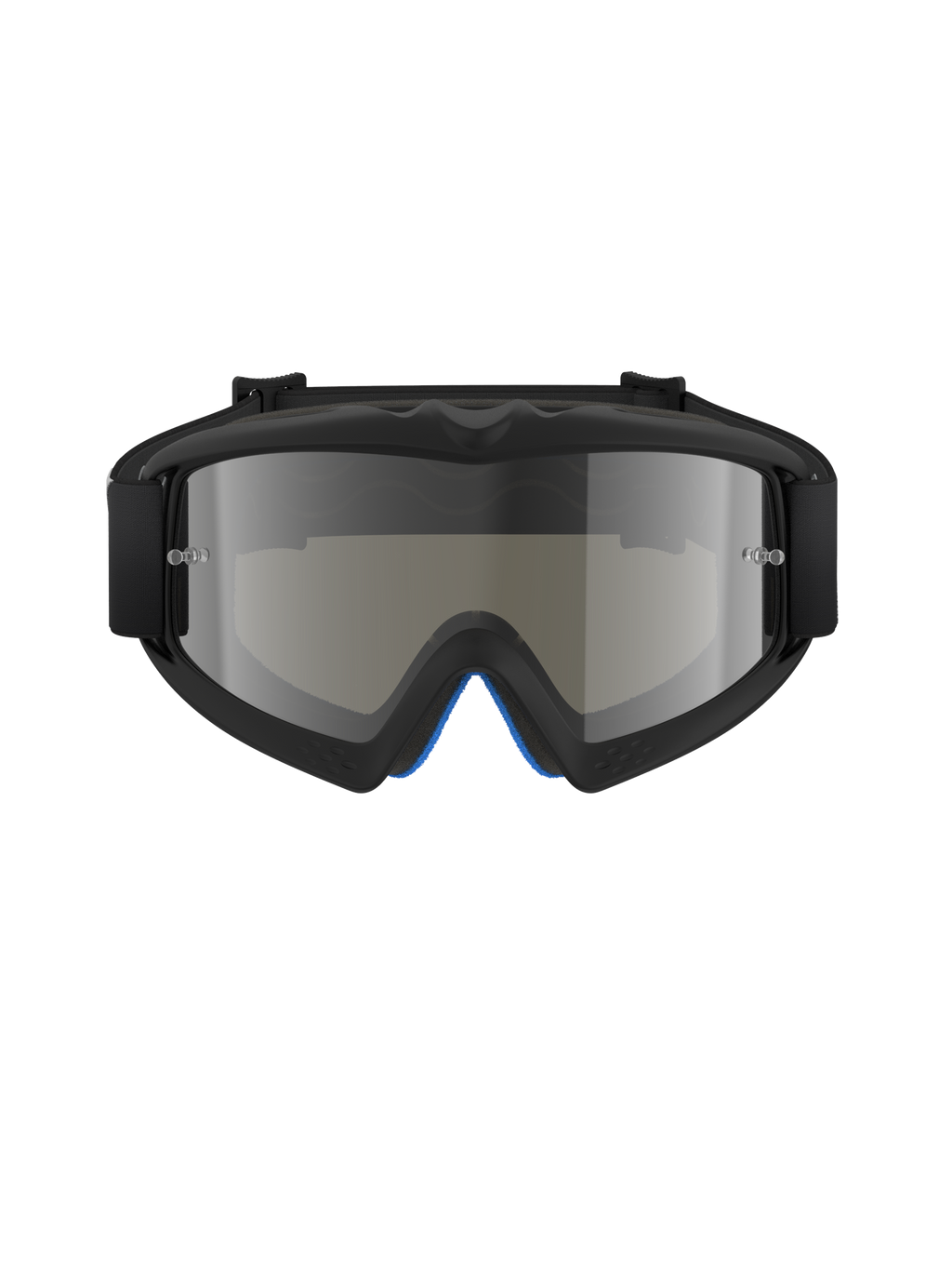Alpinestars Vision Youth Corp Goggles, motocross-briller, Black Mirror Silver, set forfra med en spejlet polycarbonat-linse og sort A-FLEX urethan-ramme, professionel off-road øjenbeskyttelse til unge kørere