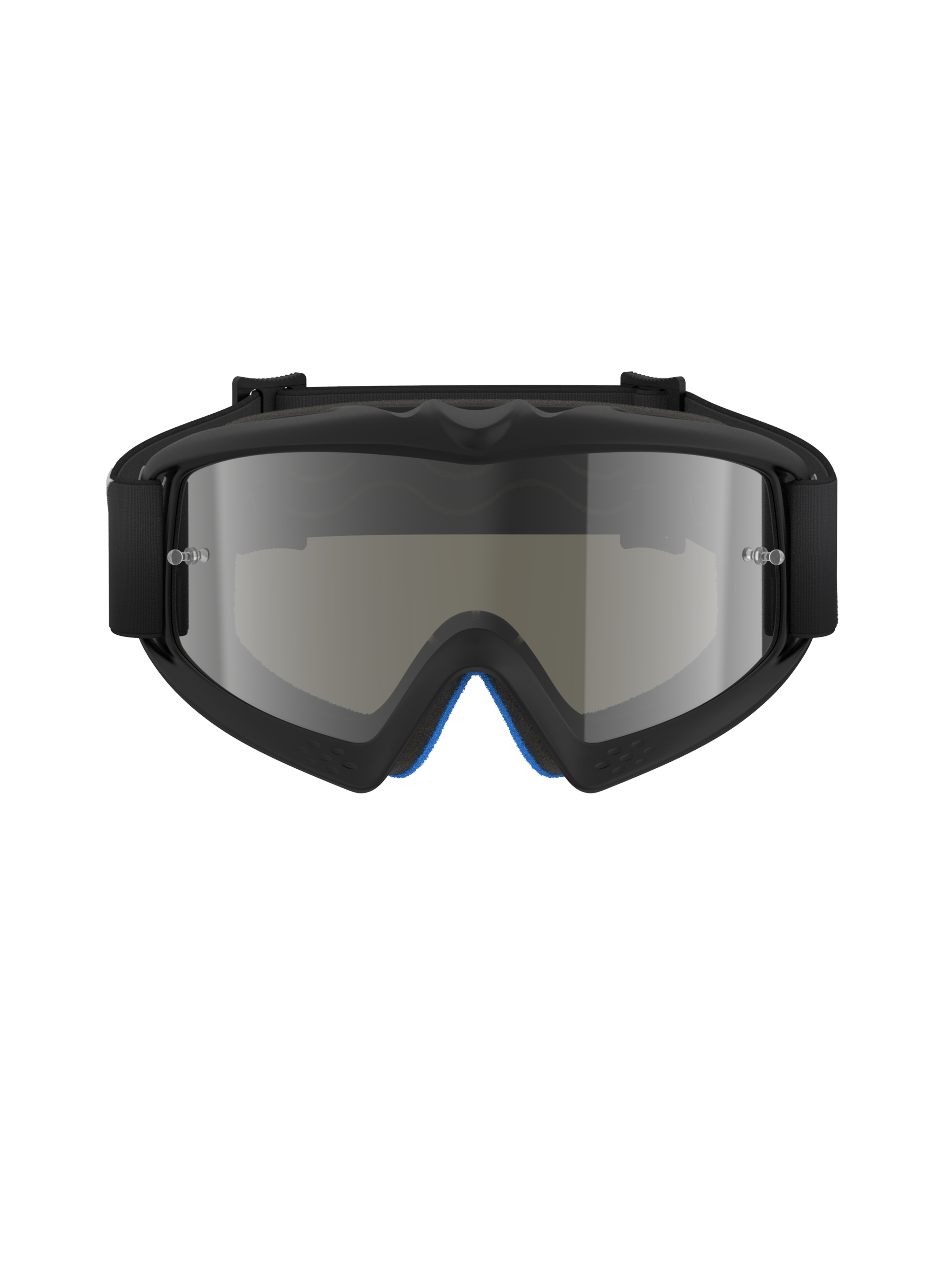 Alpinestars Vision Youth Corp Goggles, motocross-briller, Black Mirror Silver, set forfra med en spejlet polycarbonat-linse og sort A-FLEX urethan-ramme, professionel off-road øjenbeskyttelse til unge kørere