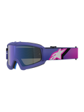 Alpinestars Vision Youth Corp goggles, motocross-briller, lilla og fluo pink, med Mirror Blue-linse og rem med farveovergang og hvidt Alpinestars-logo, designet til unge off-road-ryttere