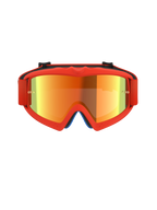 Alpinestars Vision Youth Corp Briller, motocross-briller, orange og rød spejleffekt, med en klar orange urethanramme, spejlreflekslinse og matchende orange rem, designet til unge kørere og off-road racing